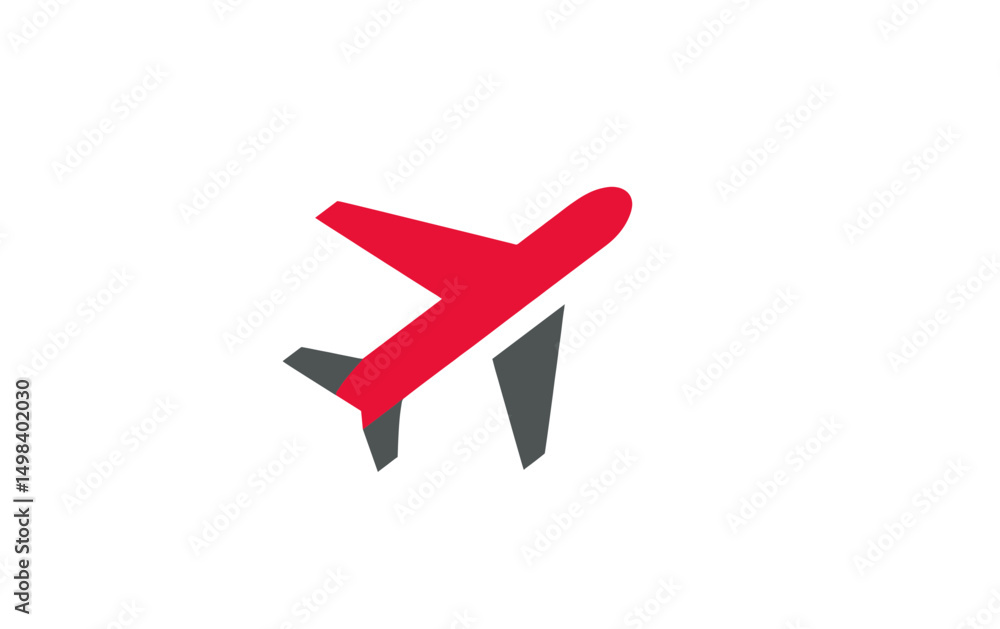 Obraz premium Red Airplane Icon on Black Background