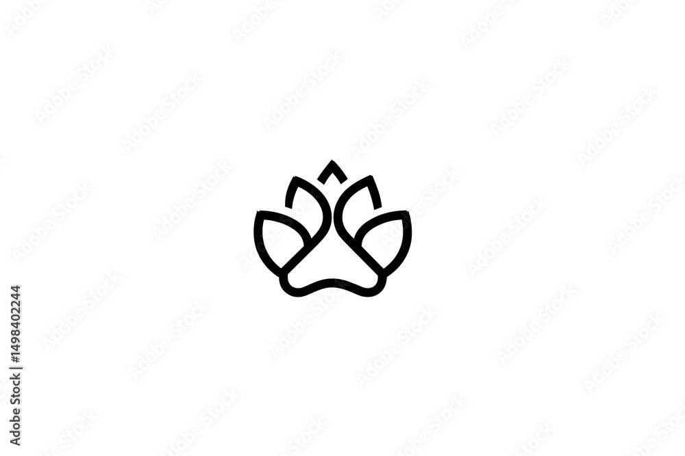 Stylized Black Paw Print on White Background vector art logo Stylized Black Paw Print on White Background vector art logo