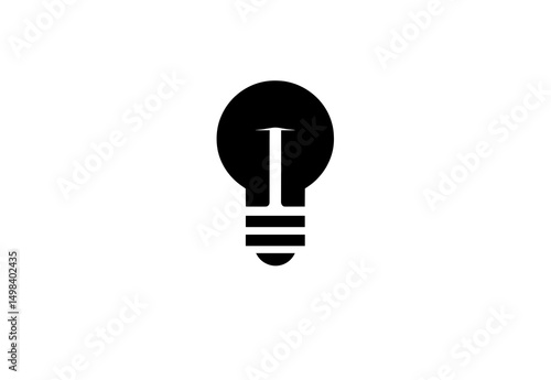 Black Lightbulb Illustration: Minimalist Idea Symbol vector art logo 