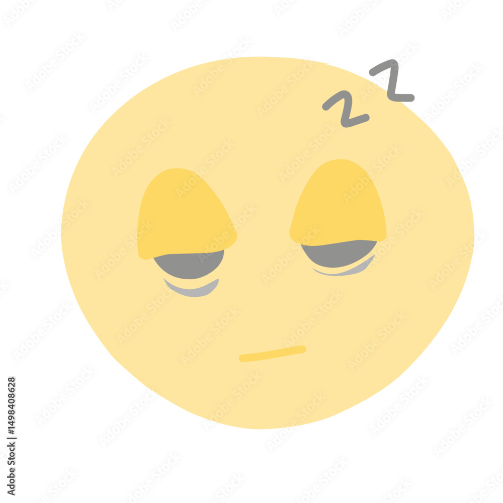 Tired eyes round yellow face snoring Tired eyes round yellow face snoring