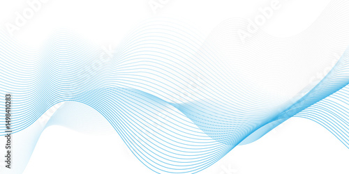 Abstract flow white and blue blend waves lines and technology background. Modern white flowing wave lines and glowing moving . Futuristic technology and sound wave lines background.	
