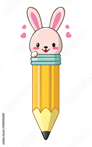 pencil topper features a cute white bunny