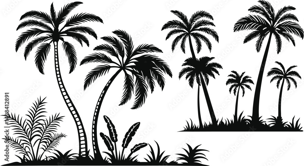 palm trees silhouettes palm trees silhouettes
