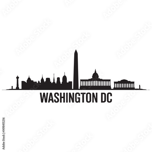 Wallpaper Mural Vector Washington DC skyline. Travel Washington DC famous landmarks. Business and tourism concept for presentation, banner, web site. Vector black silhouette. with white background Torontodigital.ca