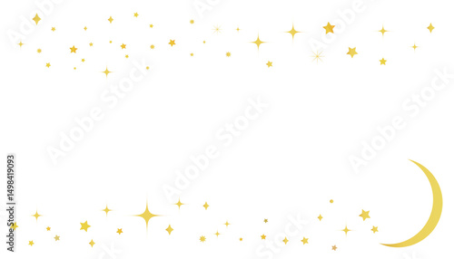 ゴールドのキラキラしたフレームイラスト　星空	