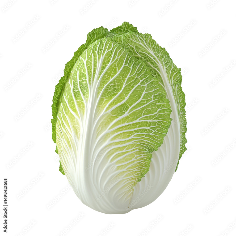 Fototapeta premium a single head of elongated cabbage is centered against a stark black background