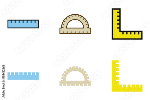 ruler icon set. triangle ruler. arc ruler