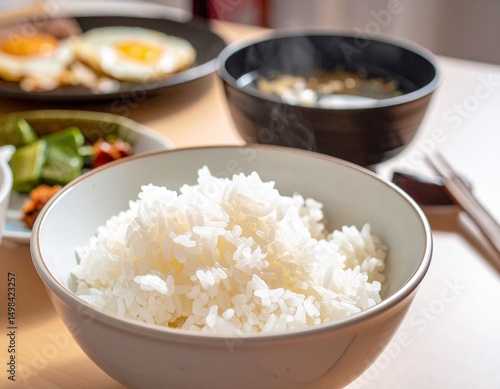 2和食の朝食　白いご飯　Generative AI