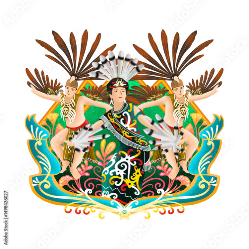 Traditional Borneo Harvest Festival Costume Portrait