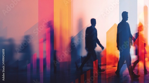 Abstract Teamwork Concept with Blended Shapes and Dynamic Figures