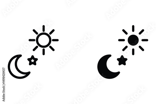 moon and star icon set. night and day icon set. vector icon