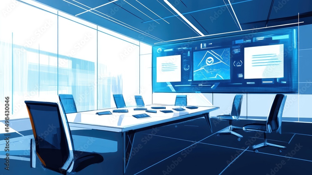 Futuristic Meeting Room: Digital Interface and Modern Design Futuristic Meeting Room: Digital Interface and Modern Design