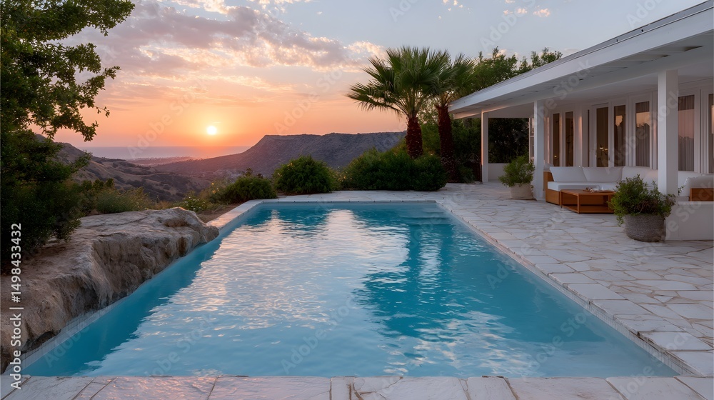 Fototapeta premium swimming pool in hotel,Generative AI