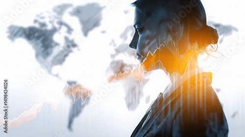 Business Strategy Concept with Layered Graph and World Background