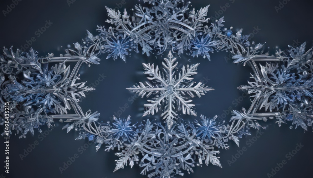 Intricate blue & silver snowflake border Perfect for Christmas & winter cards , art, blue, decor Intricate blue & silver snowflake border Perfect for Christmas & winter cards , art, blue, decor