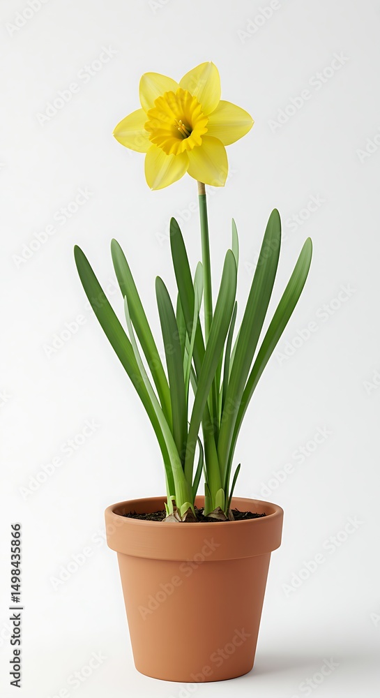 Fototapeta premium Daffodils sunny greeting in terracotta pot