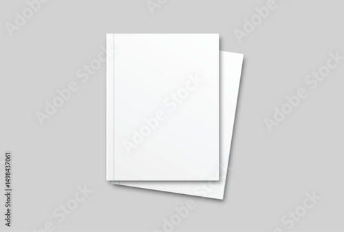 Vector realistic 3d magazine mockup with white blank cover isolated on background. For the business presentation magazine, notebook, booklet, brochure, catalogue or a publisher advertising corporate
