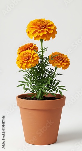 Wallpaper Mural Marigold bloom in terracotta pot Torontodigital.ca