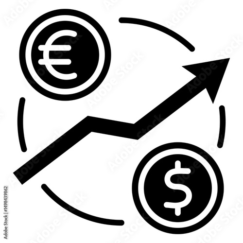 Currency Rate glyph, mini illustration icon. use for modern concept, print, UI, UX kit, web and app development. Vector related to sales, logistic and ecommerce