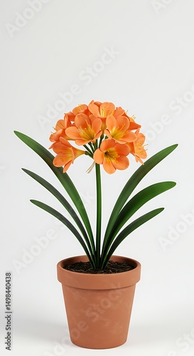 Wallpaper Mural Vibrant orange clivia blooms in terracotta pot Torontodigital.ca