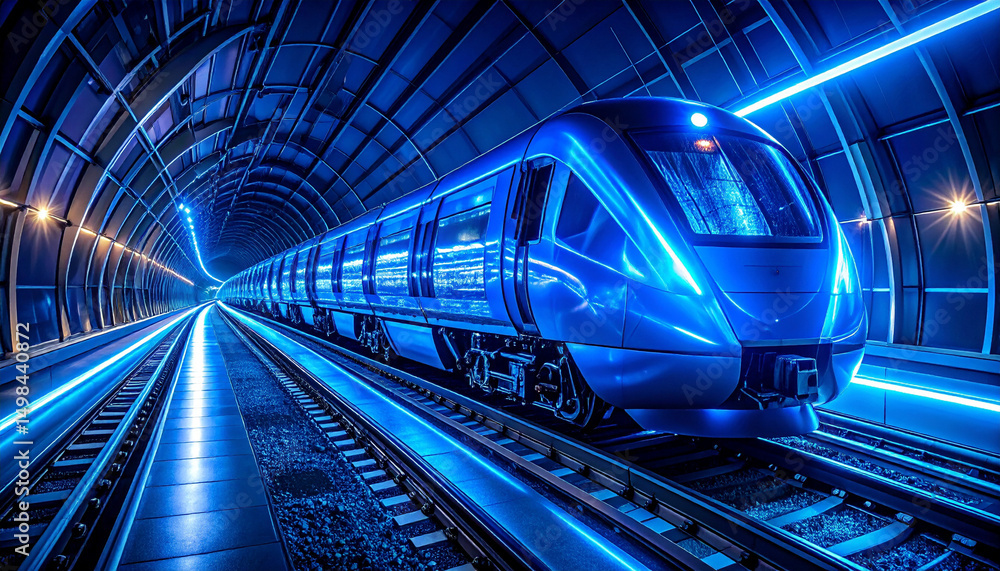 Obraz premium Abstract Illustration of Modernistic Bullet Train in Subway