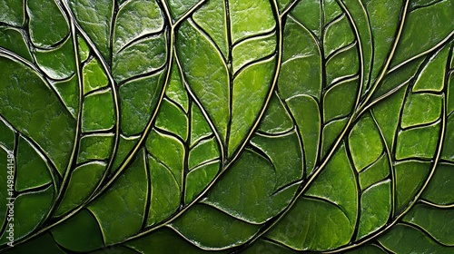 Intricate leaf pattern design in deep green tones.