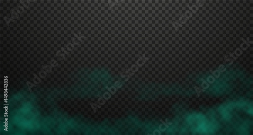 Realistic ring from toxic green smell, smoke, steam clouds on the ground. Vector illustration.