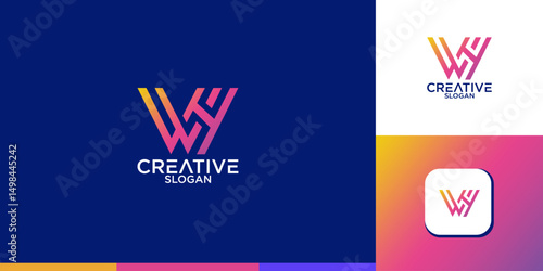 initial letter wh abstract monogram logo vector design