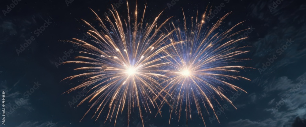 Fototapeta premium Blue firework burst, vibrant sparks against night sky, cosmic, texture