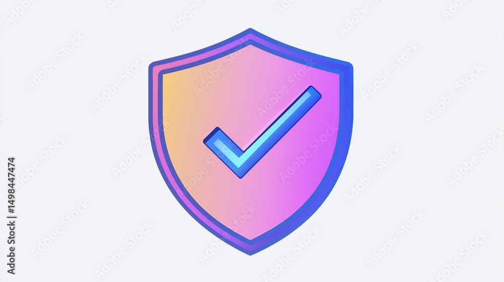 A pastel shield with a checkmark, signifying security and approval A pastel shield with a checkmark, signifying security and approval
