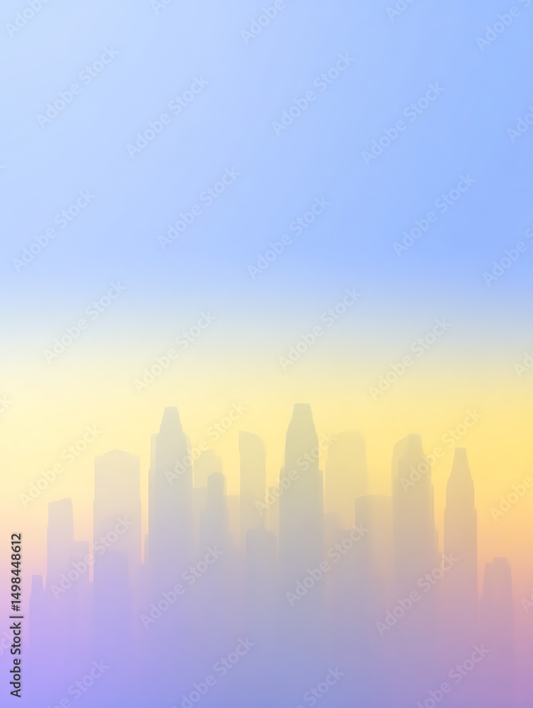 Fototapeta premium Dreamy Cityscape at Dawn A Soft, Pastel City Skyline.
