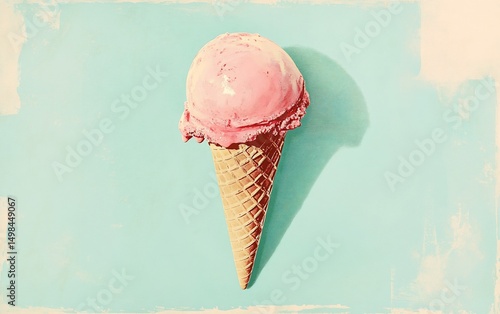 Strawberry Ice Cream Cone Summer.