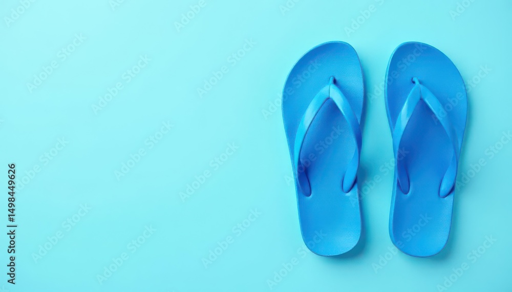 Pair of blue flip-flops isolated, clean backdrop, sandals, blue, summer footwear Pair of blue flip-flops isolated, clean backdrop, sandals, blue, summer footwear