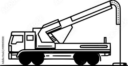 Bucket truck working overhead line