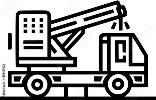 Cartoon crane truck construction lift