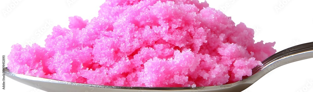 Fototapeta premium Pink crystals on spoon, close-up