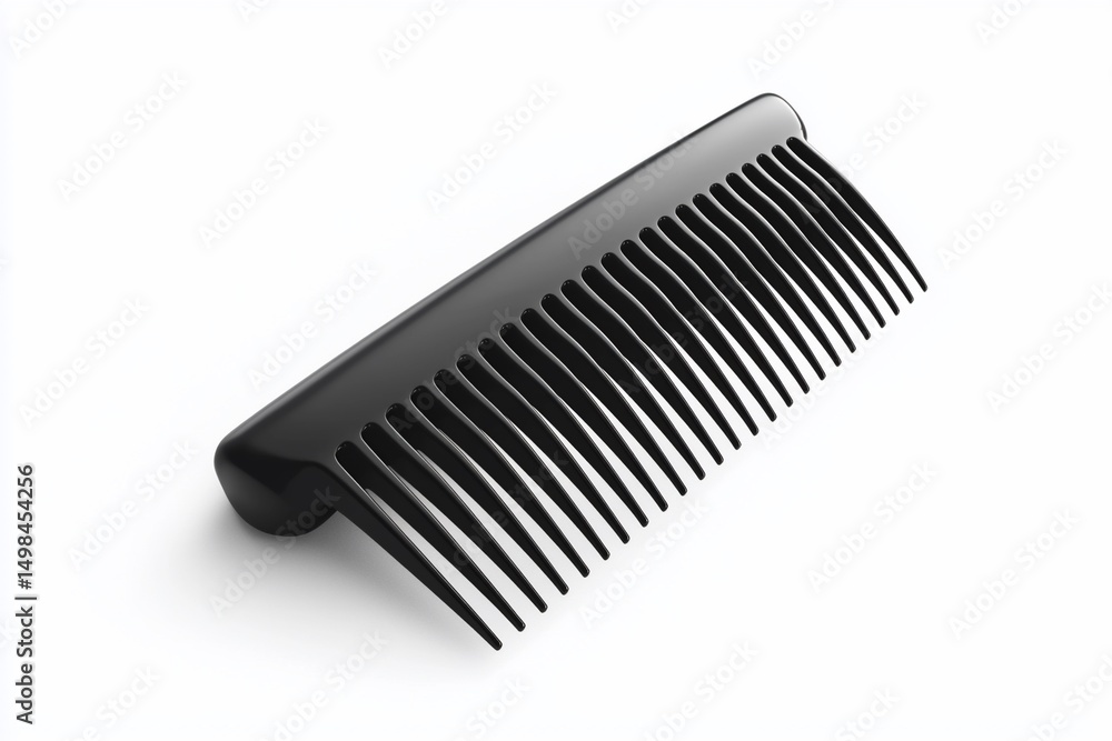 A sleek, black plastic comb, isolated on white A sleek, black plastic comb, isolated on white