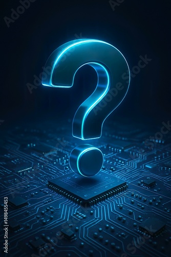 question mark on a blue circuit board