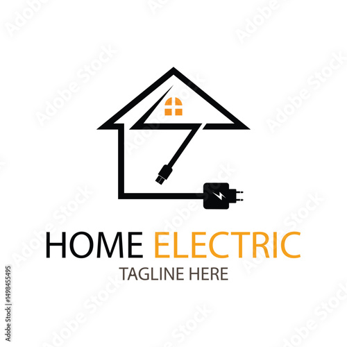 electric house logo vector illustration in flat style