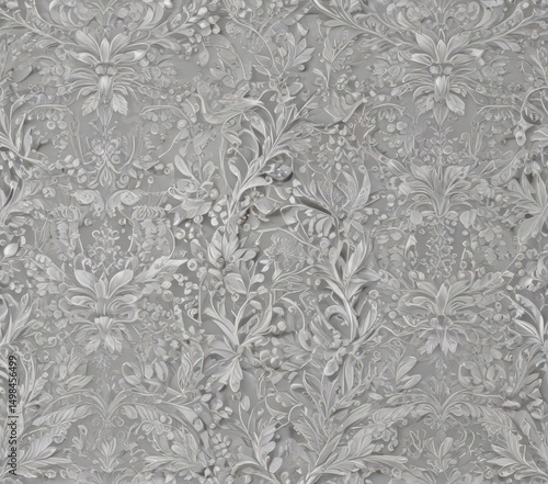 Elegant silver leaf lace wallpaper Delicate, seamless pattern with intricate details , wall art, stylish, delicate