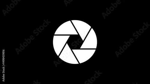 Aperture Blade Lens Icon Loop Animation on Transparent Alpha Channel