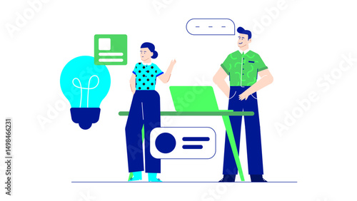 Man and woman discussing work in a meeting setting. Suitable for presentations, business websites, and articles on teamwork and collaboration.