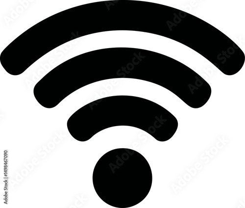 Black wifi signal icon for wireless communication. Vector illustration