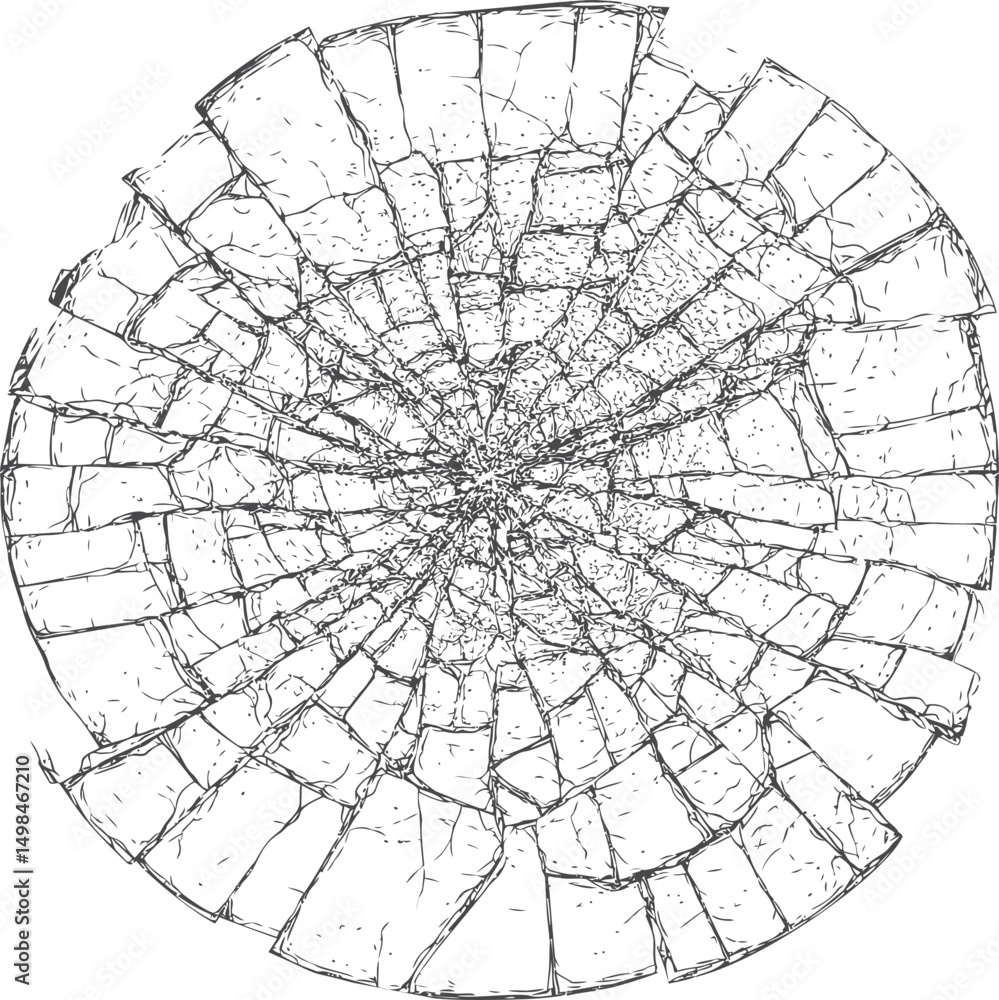 Obraz premium Cross section of a tree trunk showing growth rings in a detailed black line drawing. Vector illustration