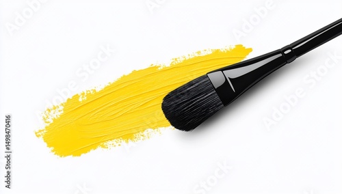 Yellow paintbrush stroke on white.