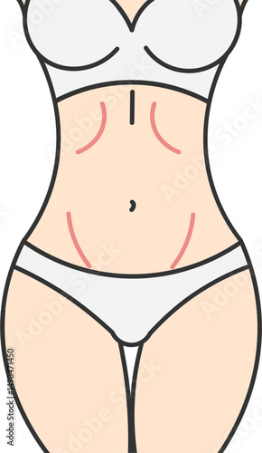 Female body sculpted with training and diet