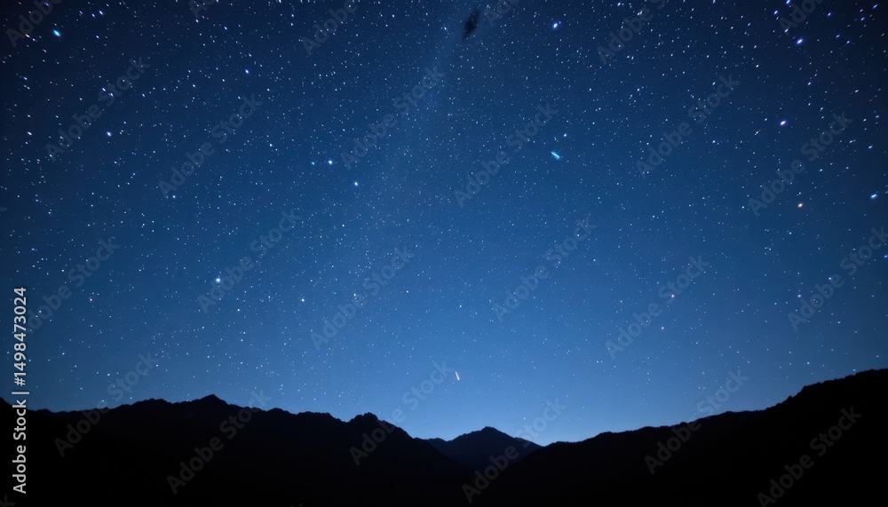 Fototapeta premium Stargazing event under a clear night sky mountain range nature photography serene atmosphere wide-angle view
