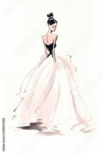 Bride sketch fashion cartoon.