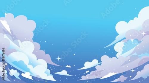 Colorful sky, dream illustration, rainbow fantasy background, banner.