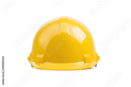 Front view of yellow construction hard hat safety gear, cut out